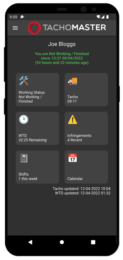 Tachomaster Worker - Dashboard